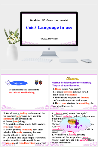 Module 12 Save our world  Unit 3 Language in use（共