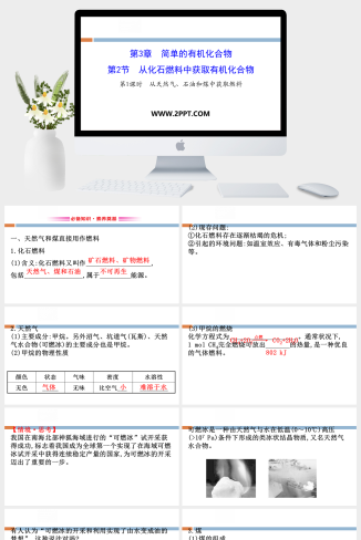 鲁科版高中化学必修二《第1课时　从天然气、石油和煤中获取燃料》课件PPT模板
