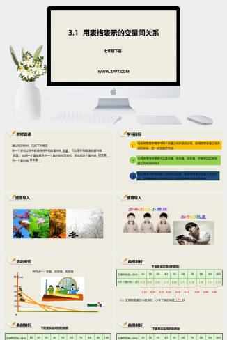 2用表格表示变量关系课件PPT模板
