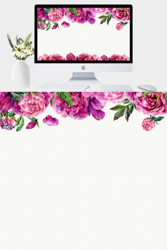 水彩牡丹花卉PPT背景图片