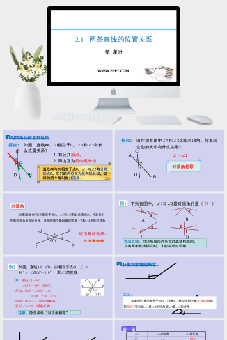 2.1 两条直线的位置关系第1课时PPT模板