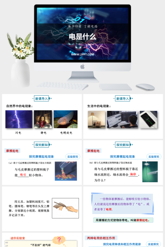 沪科版九年级全册物理《第一节 电是什么》课件PPT模板
