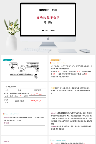 鲁教版九年级下册化学《4金属的化学性质》课件PPT模板