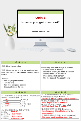 新目标版英语七下Unit 3《How do you get to school》