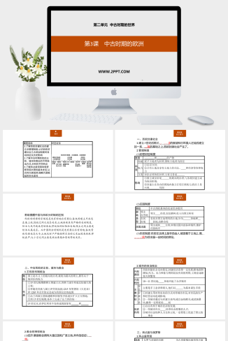 人教版高中历史下册《第3课　中古时期的欧洲》课件PPT模板