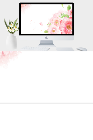 鲜艳的水彩花卉PPT背景图片