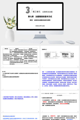 人教版高中政治必修三《课时2 全面依法治国的总目标与原则》课件PPT模板