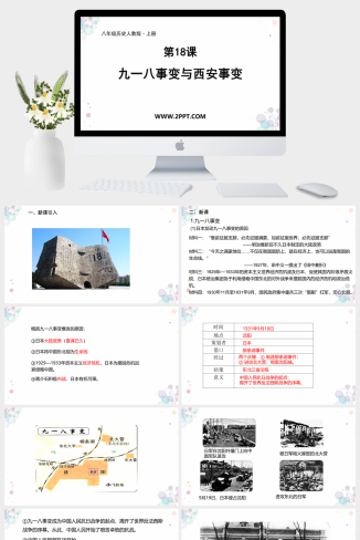 部编版历史八年级上册《3从九一八事变到西安事变》课件PPT模板