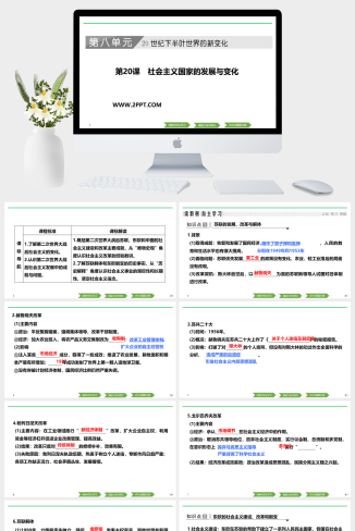 人教版高中历史下册《第20课 社会主义国家的发展与变化》课件PPT模板