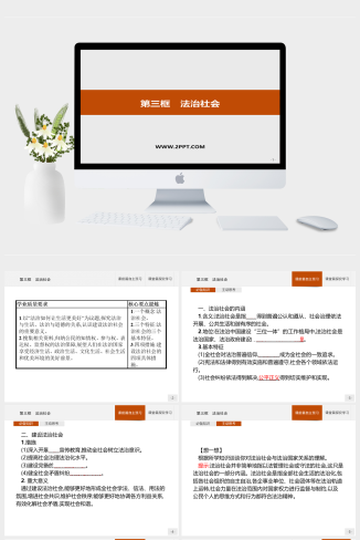 人教版高中政治必修三《第三单元　第八课　第三框　法治社会》课件PPT模板