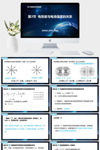 人教版高中物理必修三《2电势差与电场强度的关系》课件PPT模板