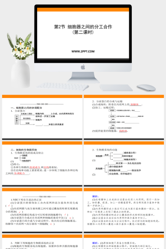人教版高中生物必修一《第2节 细胞器之间的分工合作 第2课时》课件PPT模板