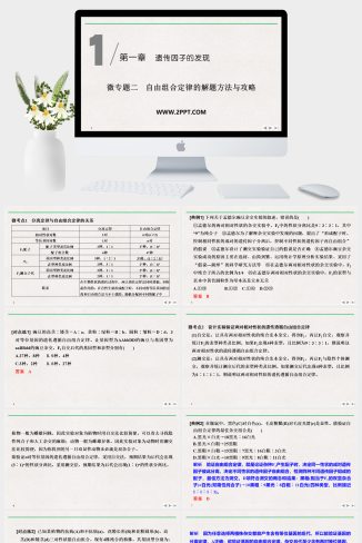 人教版高中生物必修二《微心题二 自由组合定律的解题方法与攻略》课件PPT模板