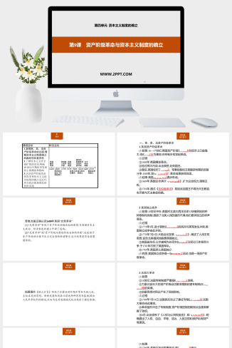 人教版高中历史下册《第9课　资产阶级革命与资本主义制度的确立》课件PPT模板