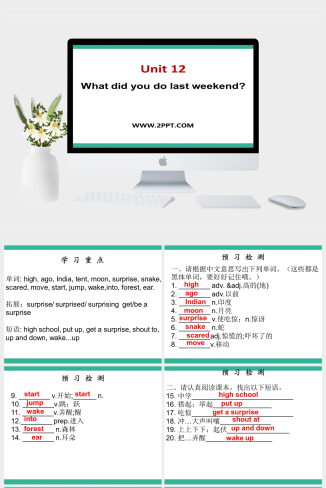 新目标版英语七下Unit 12《What did you do last weekend》（Period 3）ppt课件-英语课件