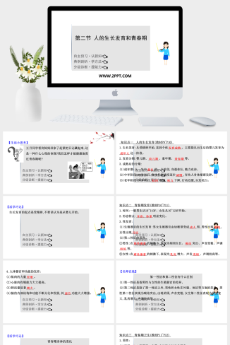 苏教版七年级下册生物《8.2人的生长发育和青春期2》课件PPT模板