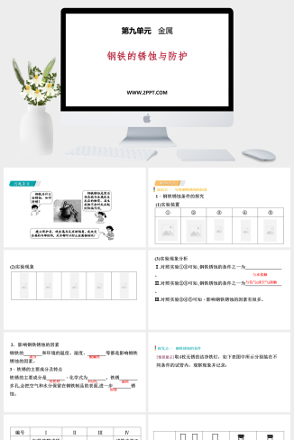 鲁教版九年级下册化学《6钢铁的锈蚀与防护》课件PPT模板