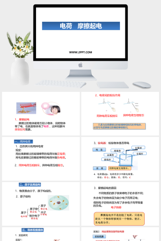 鲁教版九年级上册物理《3电荷 摩擦起电》课件PPT模板