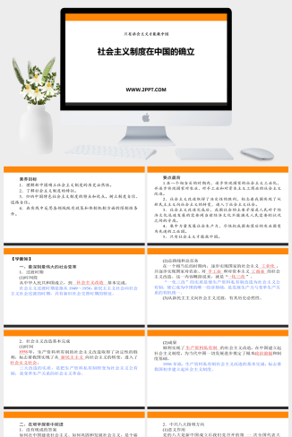 人教版高中政治必修一《社会主义制度在中国的确立 》课件PPT模板