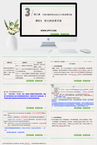 人教版高中政治必修一《课时1 伟大的改革开放》课件PPT模板