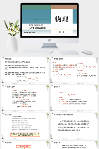 人教版高中物理必修一《4.3牛顿第二定律》课件PPT模板