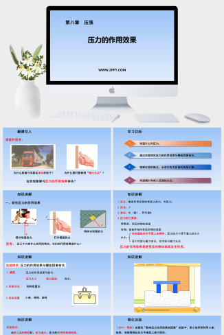 沪科版八年级全册物理《第一节 压力的作用效果》课件PPT模板