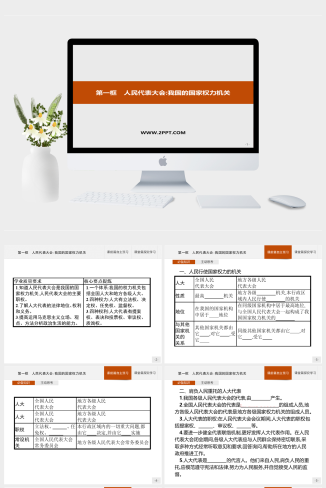 人教版高中政治必修三《第二单元　第五课　第一框　人民代表大会我国的国家权力机关》课件PPT模板