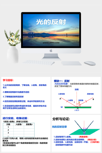 鲁教版八年级上册物理《2光的反射》课件PPT模板
