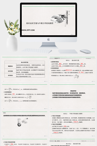 人教版高中物理必修二《5 相对论时空观与牛顿力学的局限性》课件PPT模板