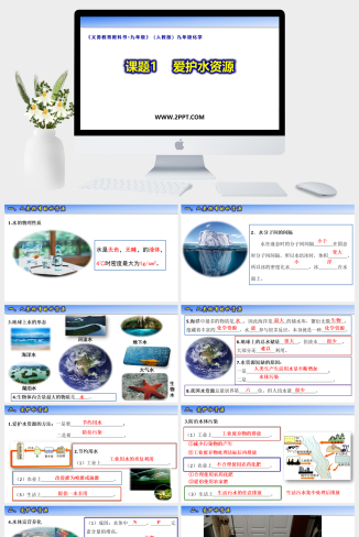 人教版九年级上册化学《3爱护水资源》课件PPT模板