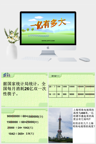 10.4 《一亿有多大》课件PPT模板