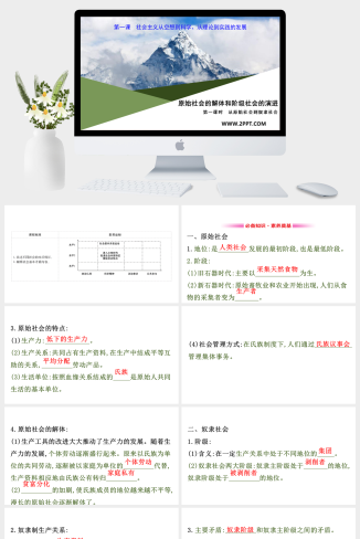 人教版高中政治必修一《第1课时　从原始社会到奴隶社会》课件PPT模板