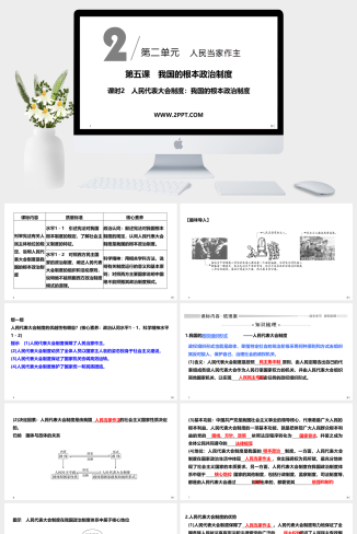 人教版高中政治必修三《课时2 人民代表大会制度：我国的根本政治制度》课件PPT模板