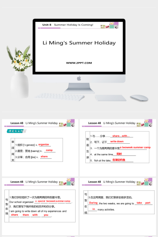 Lesson 48　Li Ming&#39;s Summer Holiday-英语课件