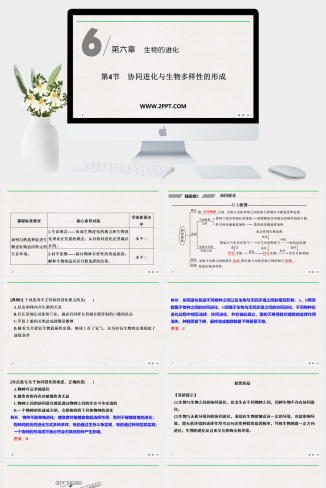 人教版高中生物必修二《第4节 协同进化与生物多样性的形成》课件PPT模板
