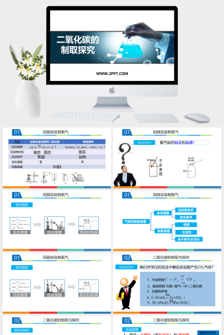 人教版九年级上册化学《3二氧化碳制取的研究》课件PPT模板
