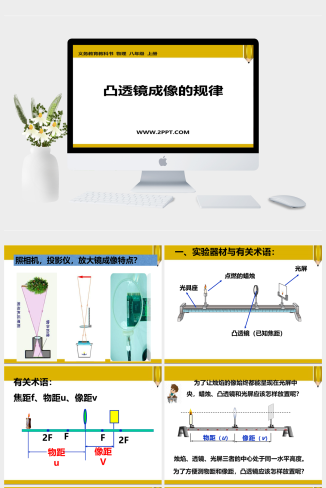 鲁教版八年级上册物理《3凸透镜成像规律》课件PPT模板