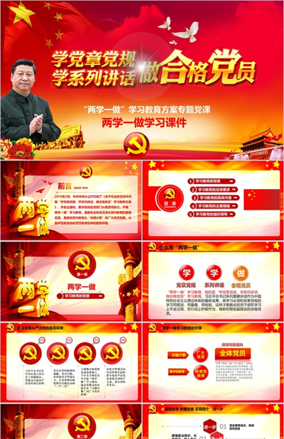 大气政党两学一做党课教育学习课件