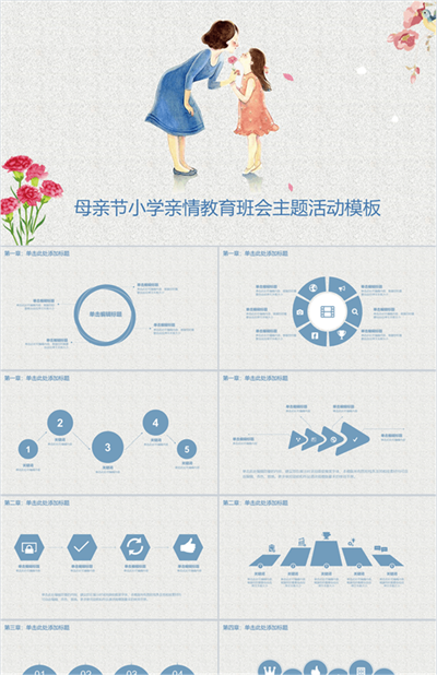 母亲节小学亲情教育班会主题活动PPT模板