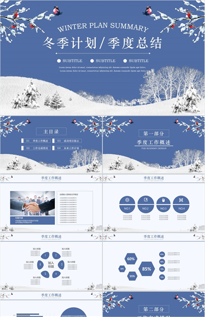 简约实用商务冬季计划汇报年度总结PPT模板