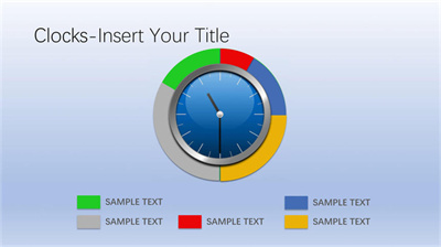 简约商务时钟饼状图PPT模板素材