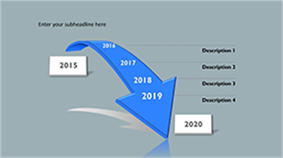 蓝色箭头商务时间轴图表PPT模板
