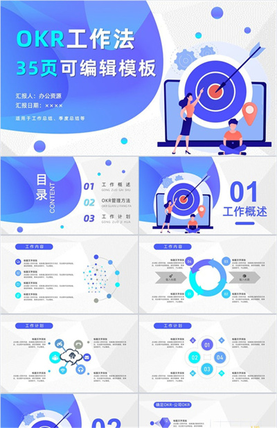 扁平化职场目标OKR管理方法企业员工培训动态PPT模板下