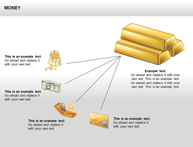 银行卡 金条 钱袋子 美元 硬币 金融理财相关ppt图表模板