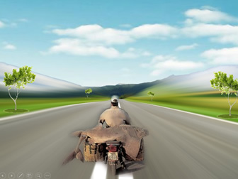 公路骑摩托运动场景特效动画ppt模板
