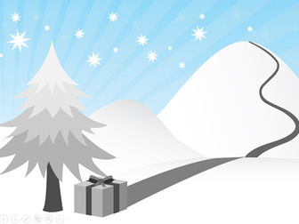 圣诞礼物从雪山顶滑下来动画——圣诞节祝福贺卡ppt模