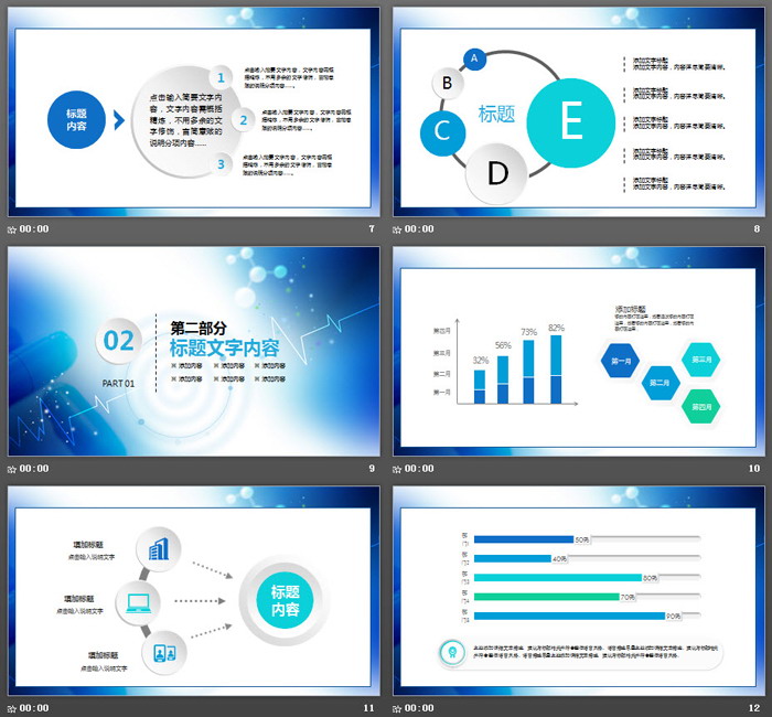 蓝色胶囊背景的医药行业PPT模板
