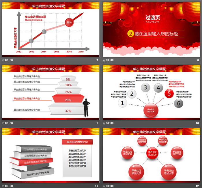 喜庆红灯笼背景的客户答谢晚会PPT模板