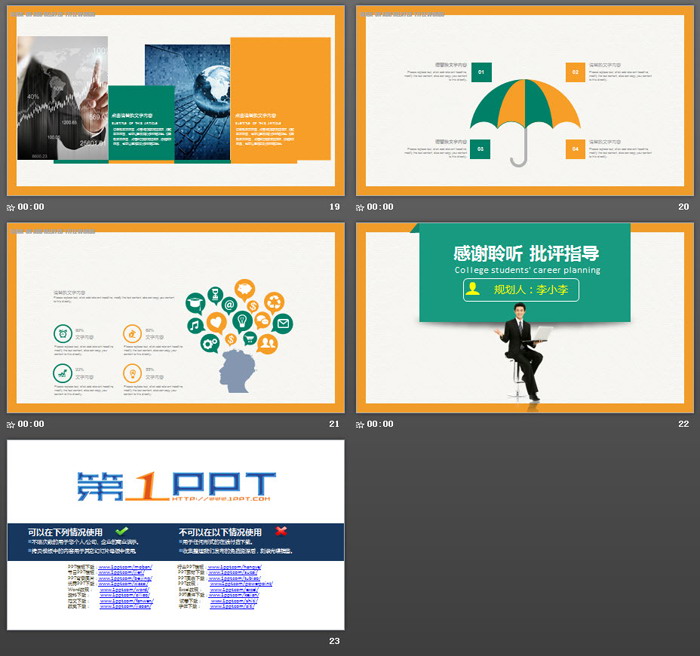 绿橙配色的大学生职业生涯规划书PPT模板