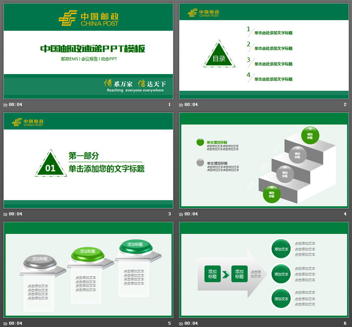 绿色中国邮政专用PPT模板